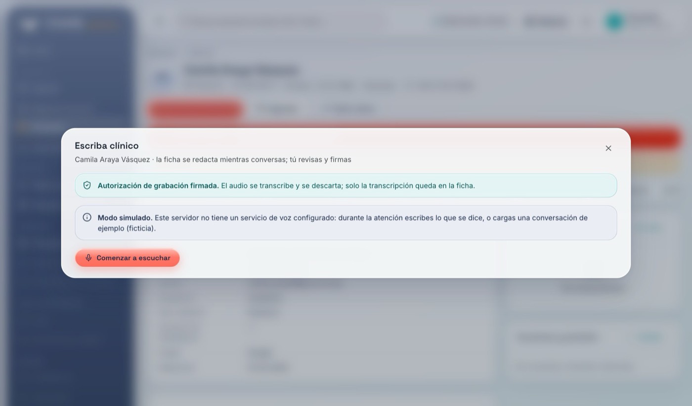 El escriba clínico escuchando la atención