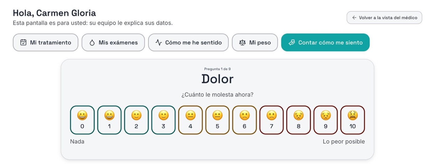 El paciente indica cómo se siente